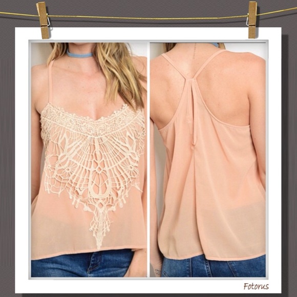 Nude Crochet Lace Cami Tank Top - Picture 9 of 9